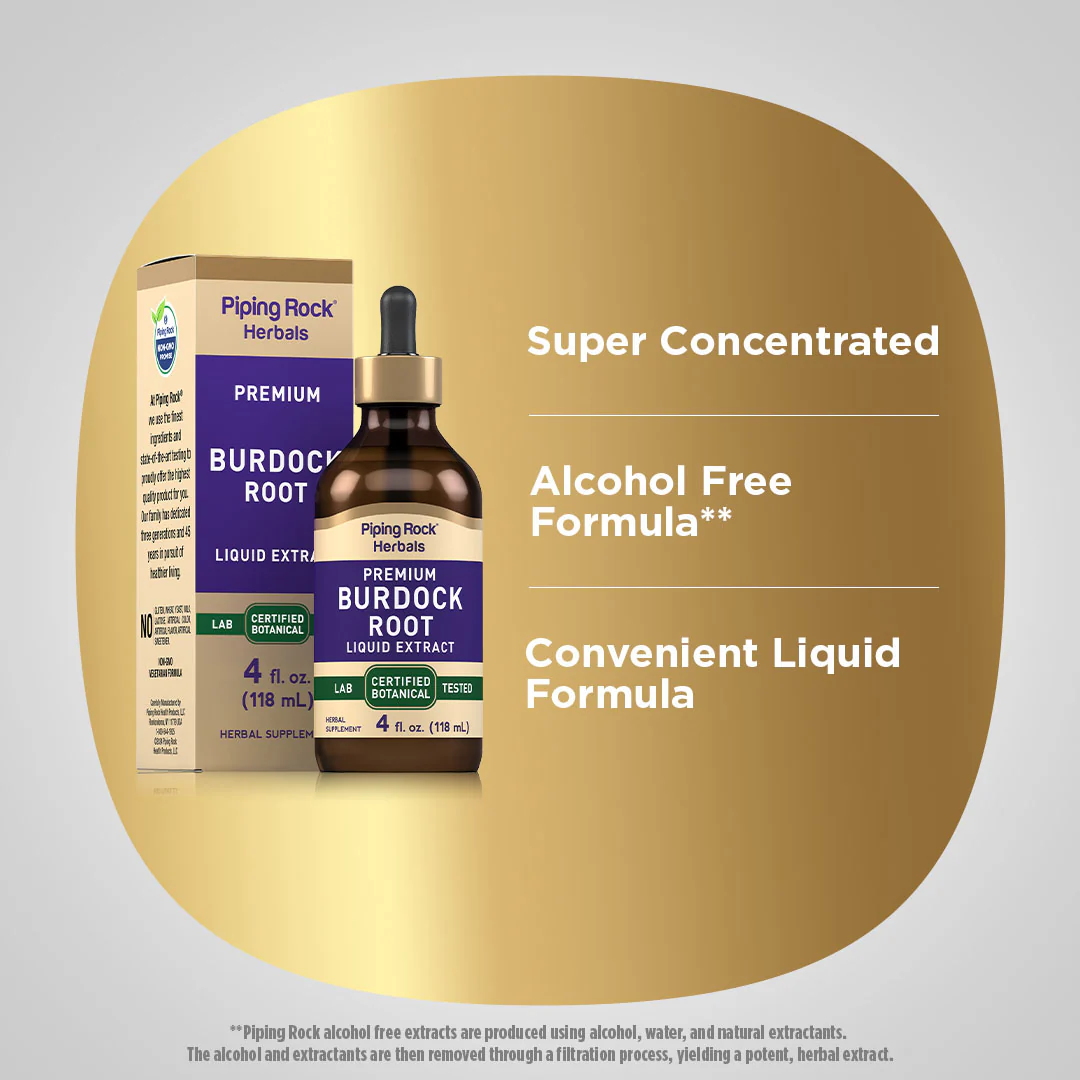 Burdock Root Liquid Extract Alcohol Free, 4 fl oz (118 mL) Dropper Bottle - Image 3