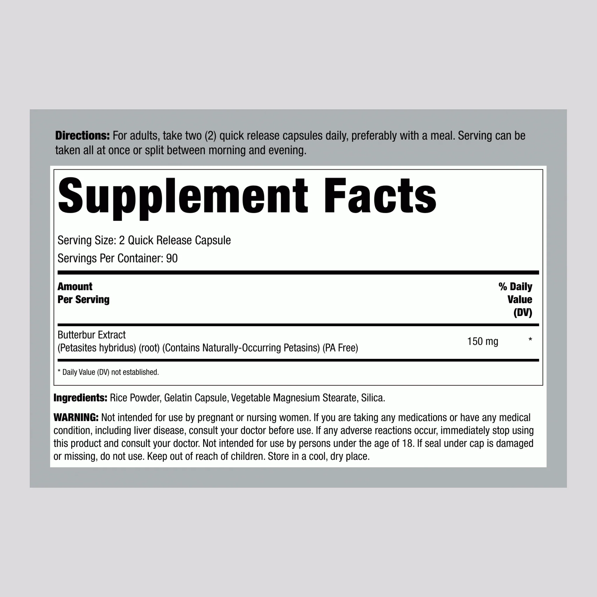 Butterbur Extract, 150 mg (per serving), 180 Quick Release Capsules - Image 2