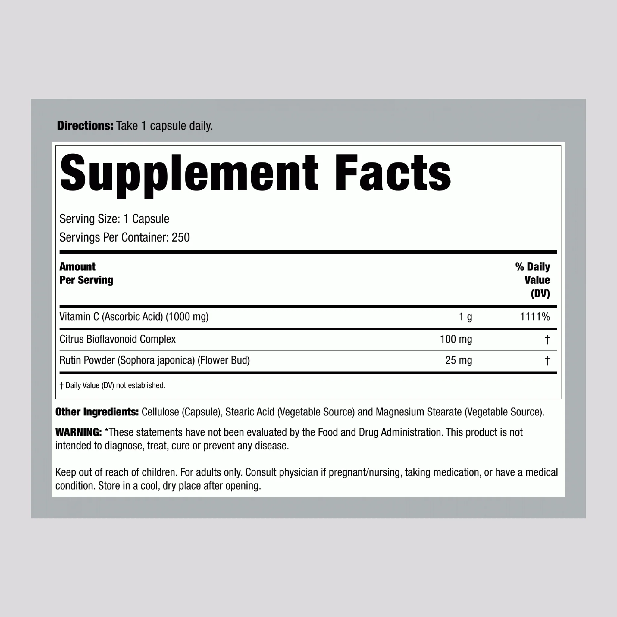 C-1000 with Bioflavonoids, 1000 mg, 250 Vegetarian Capsules - Image 2