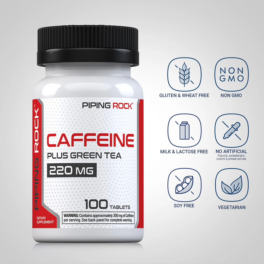 Caffeine Plus Green Tea, 220 mg, 100 Tablets - Image 5
