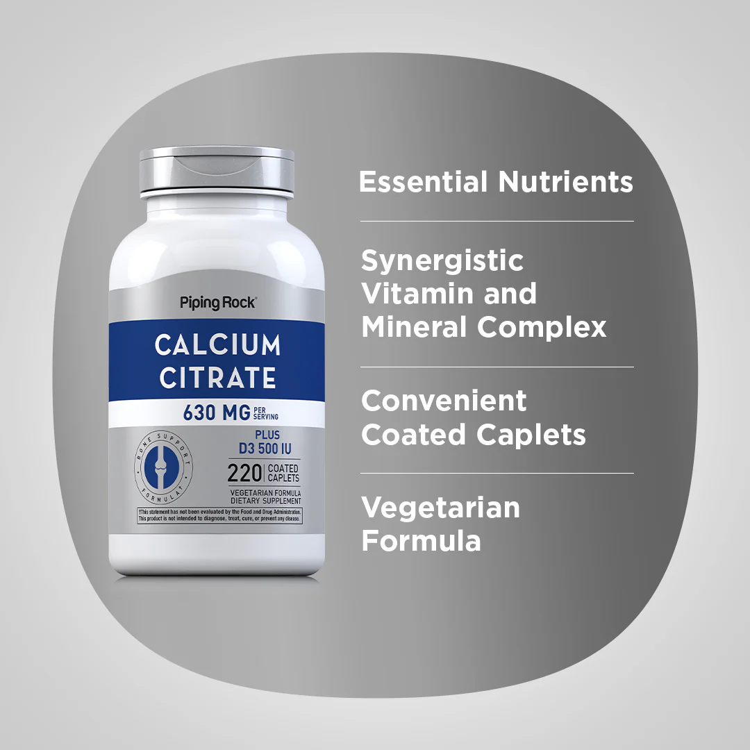 Calcium Citrate 630 mg (per serving) Plus D3 500 IU, 220 Coated Caplets - Image 3