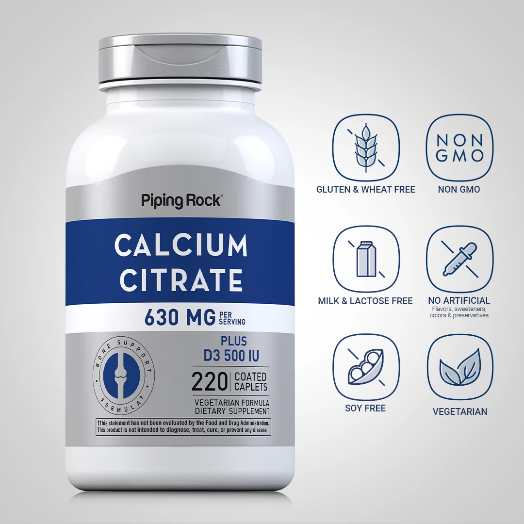 Calcium Citrate 630 mg (per serving) Plus D3 500 IU, 220 Coated Caplets - Image 4