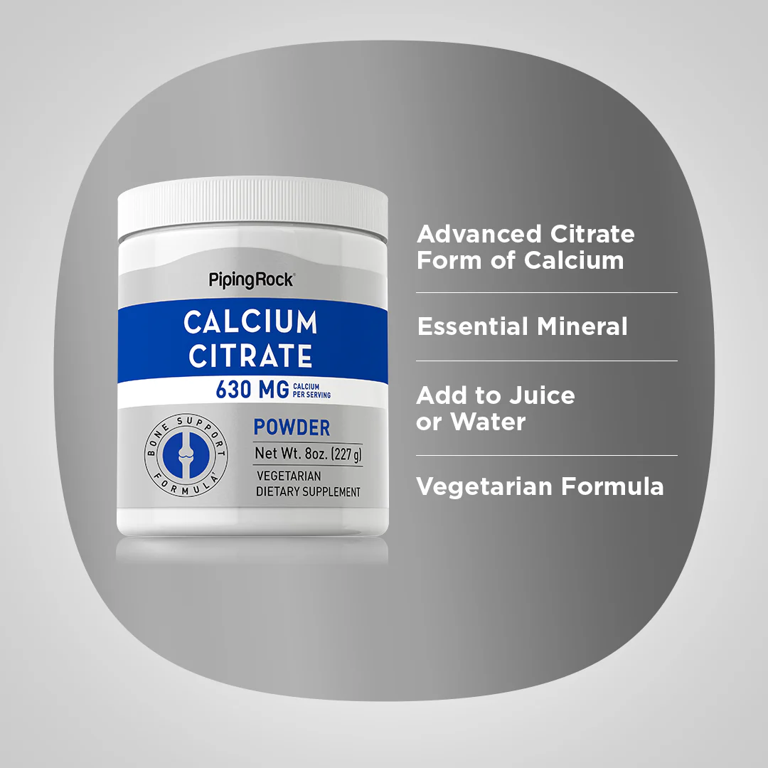 Calcium Citrate Powder, 630 mg (per serving), 8 oz (227 g) Bottle - Image 4