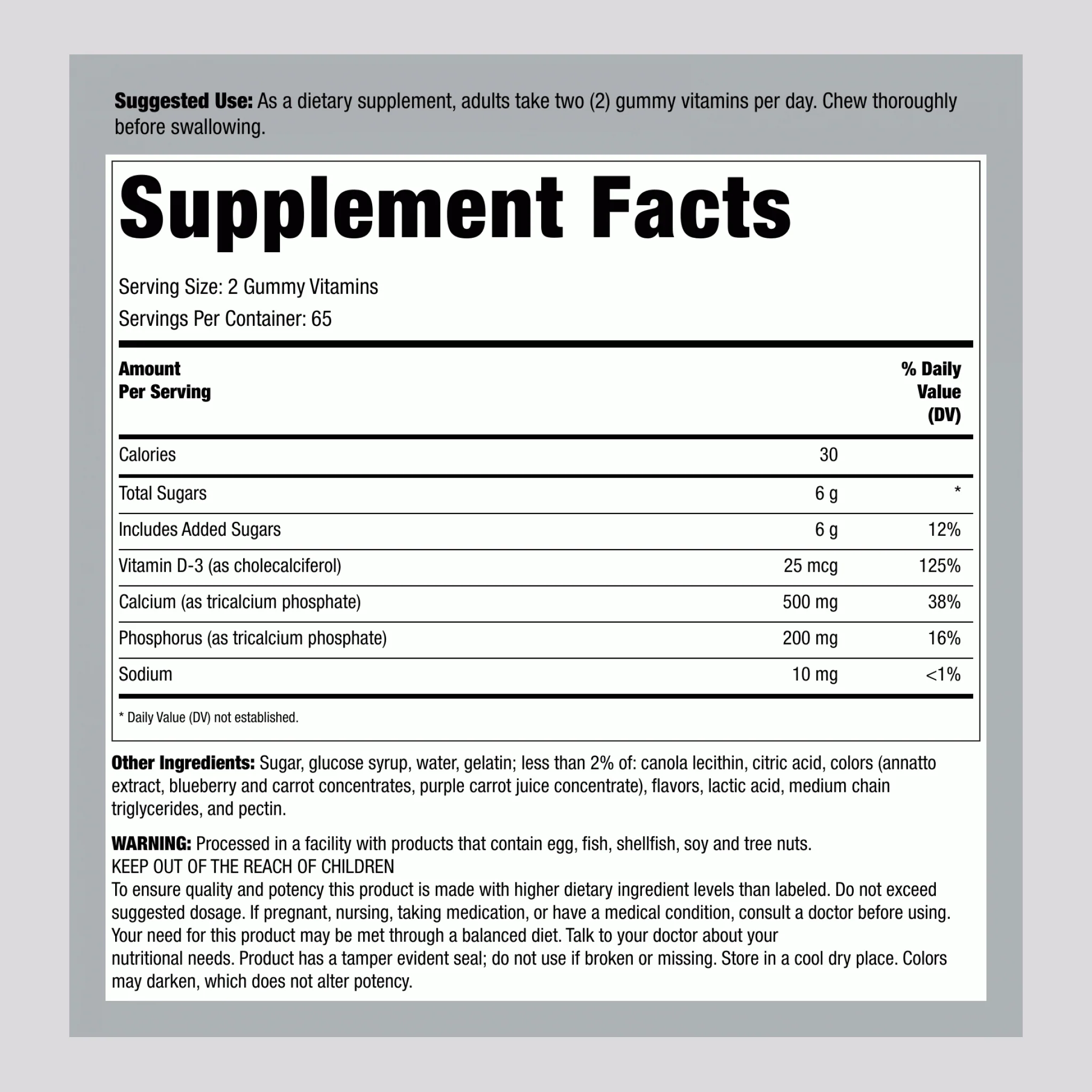 Calcium + D3 (Fruit + Cream), 130 Gummies - Image 2