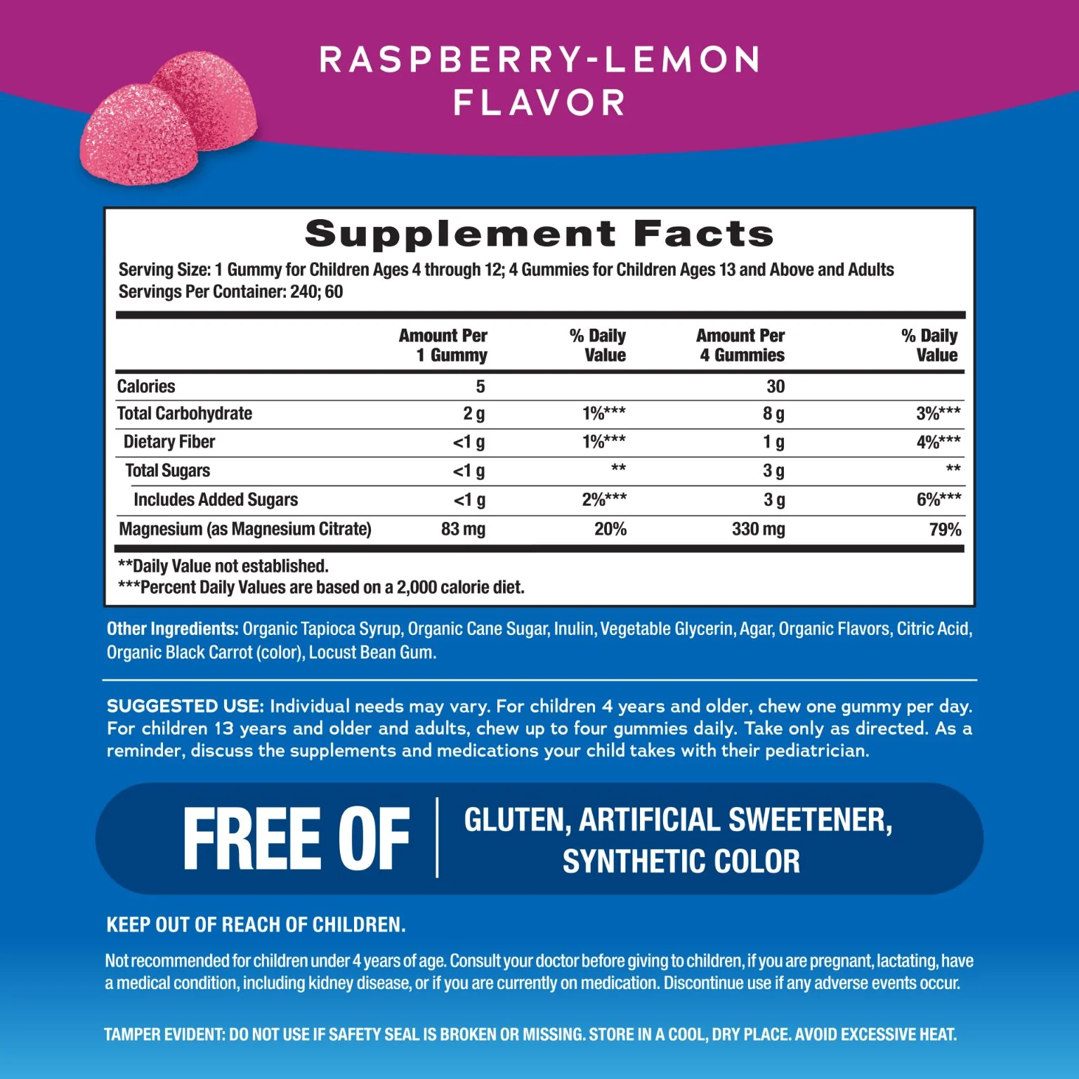 CALM Gummies Raspberry-Lemon Flavor, 240 Tasty Gummies - Image 4