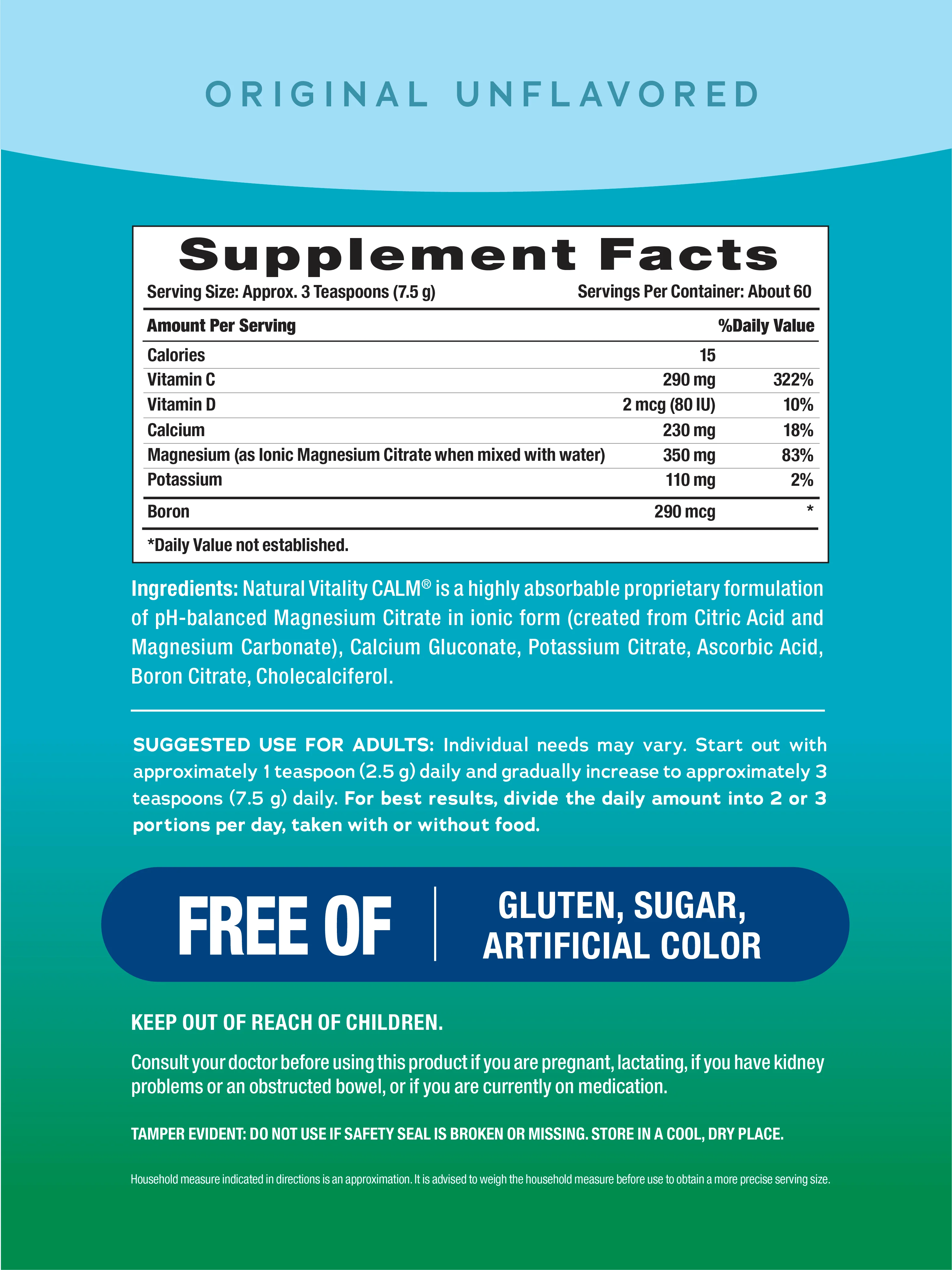 CALM plus Calcium Powder Unflavored, 16 oz (453 g) - Image 3