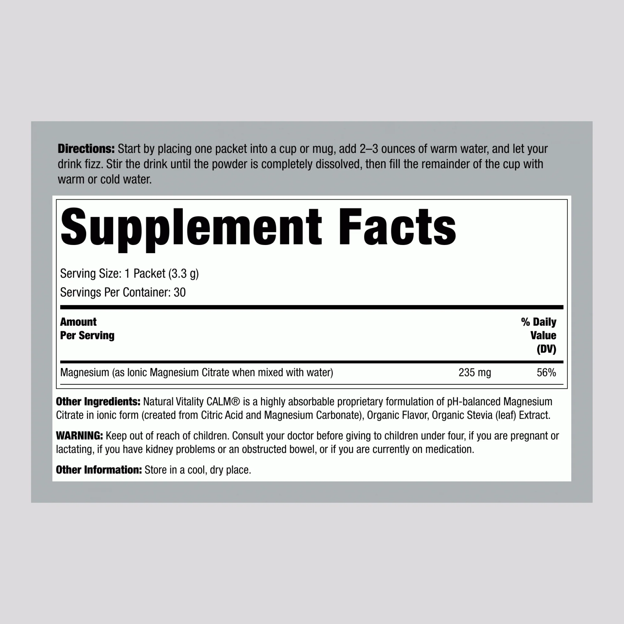 CALM Powder Raspberry-Lemon Stick Packs, 30 Stick Packs - Image 2
