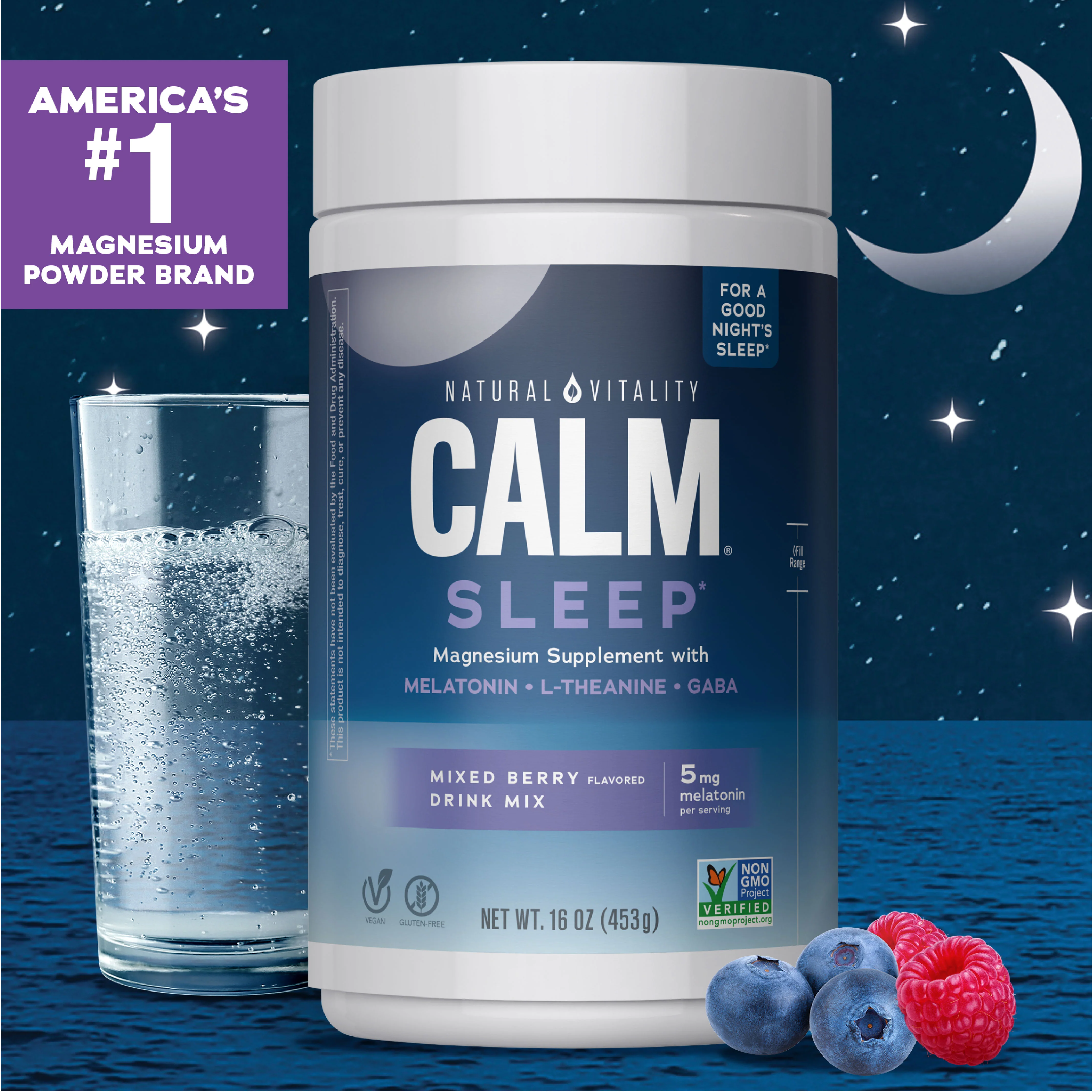 CALM Sleep with Melatonin Powder Wildberry, 16 oz (453 g) - Image 3