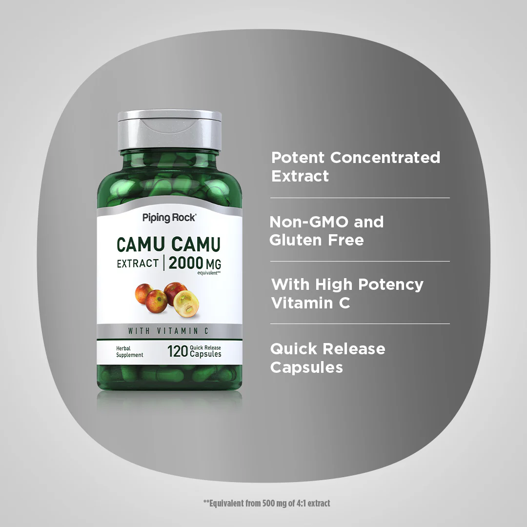 Camu Camu Extract, 2000 mg, 120 Quick Release Capsules - Image 4