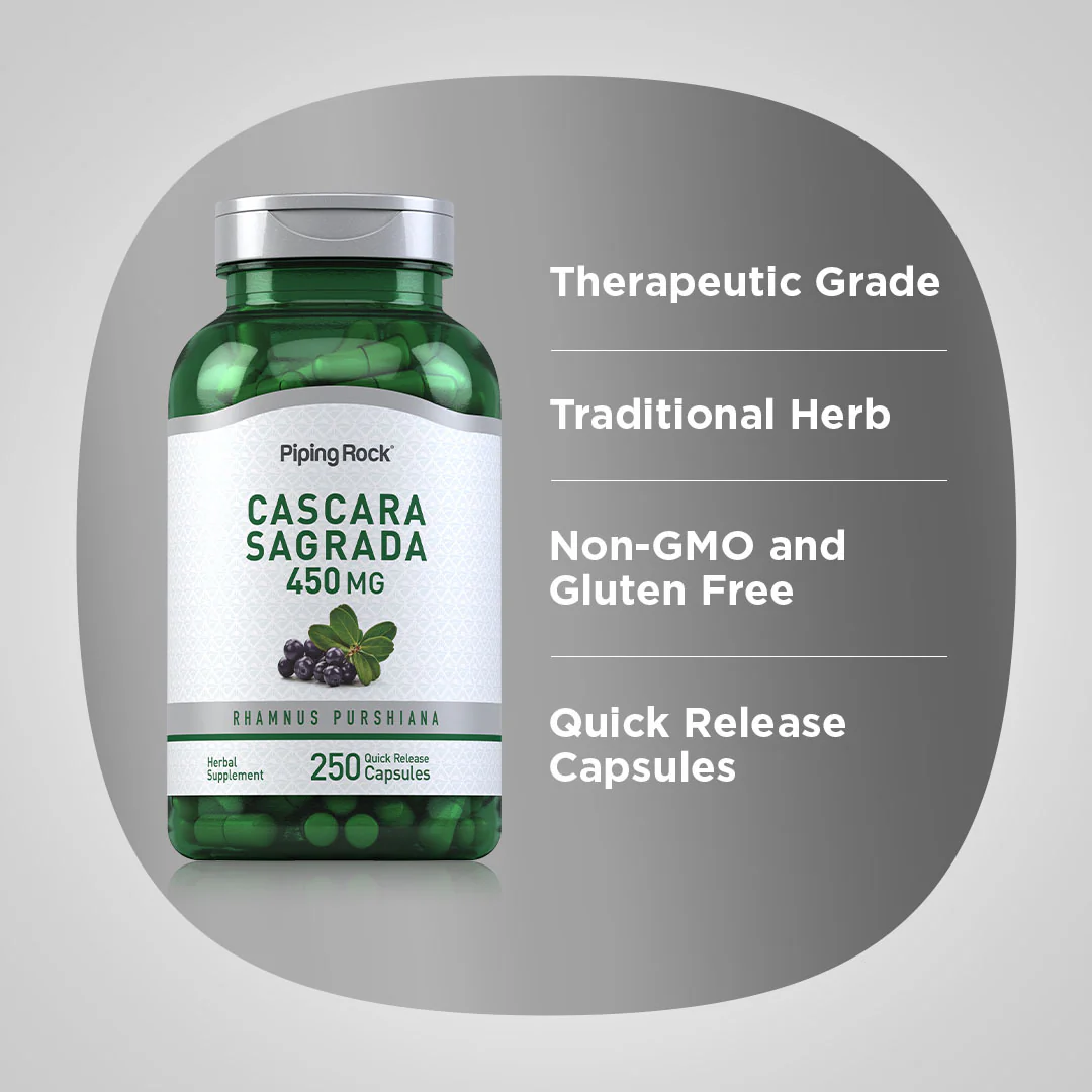 Cascara Sagrada, 450 mg, 250 Quick Release Capsules - Image 4