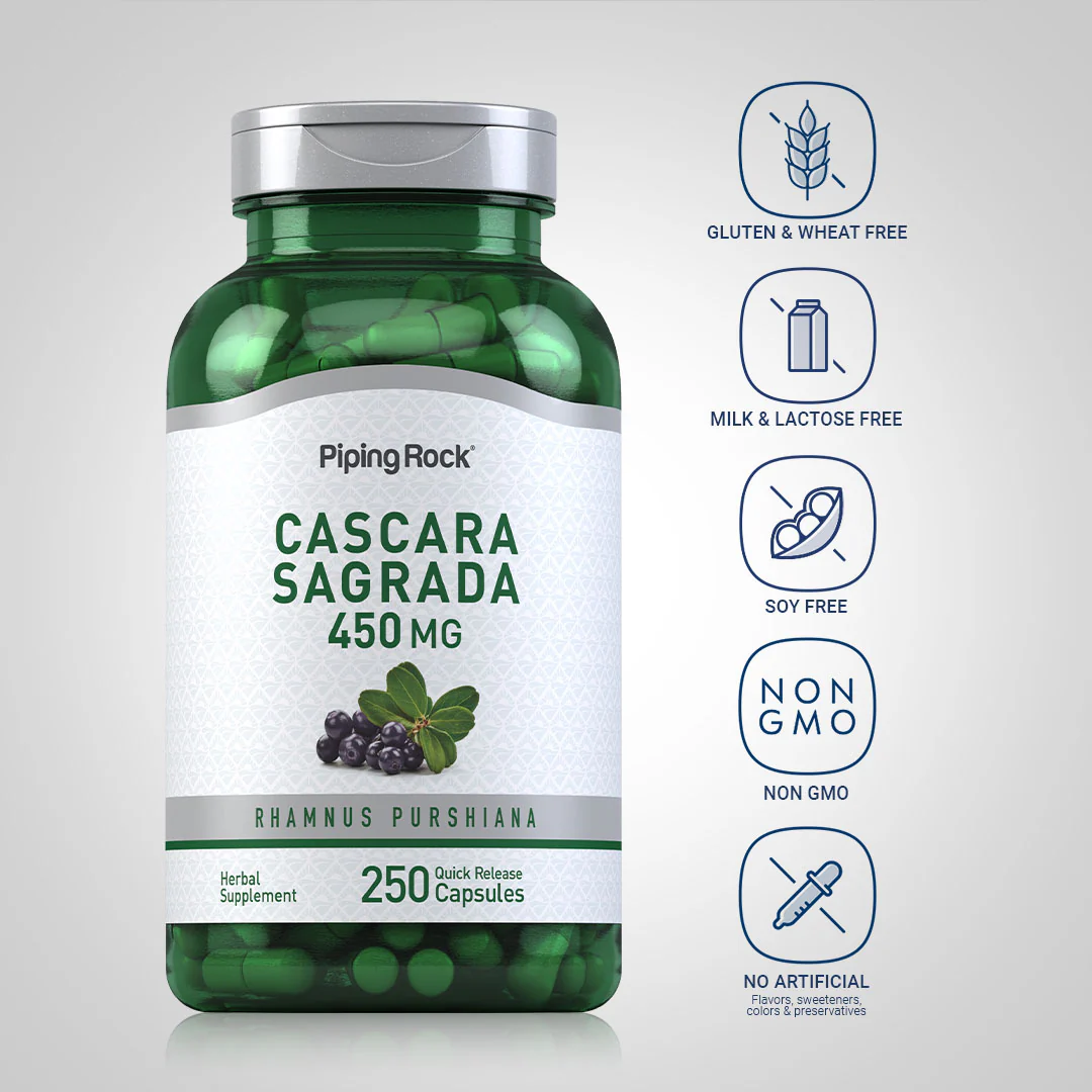 Cascara Sagrada, 450 mg, 250 Quick Release Capsules - Image 5