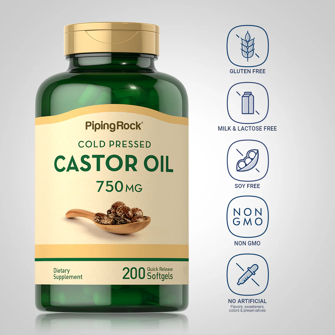 Castor Oil (Cold Pressed), 750 mg, 200 Quick Release Softgels - Image 6