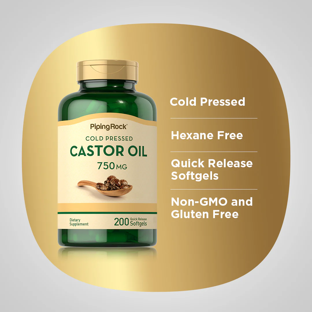 Castor Oil (Cold Pressed), 750 mg, 200 Quick Release Softgels, 2  Bottles - Image 5