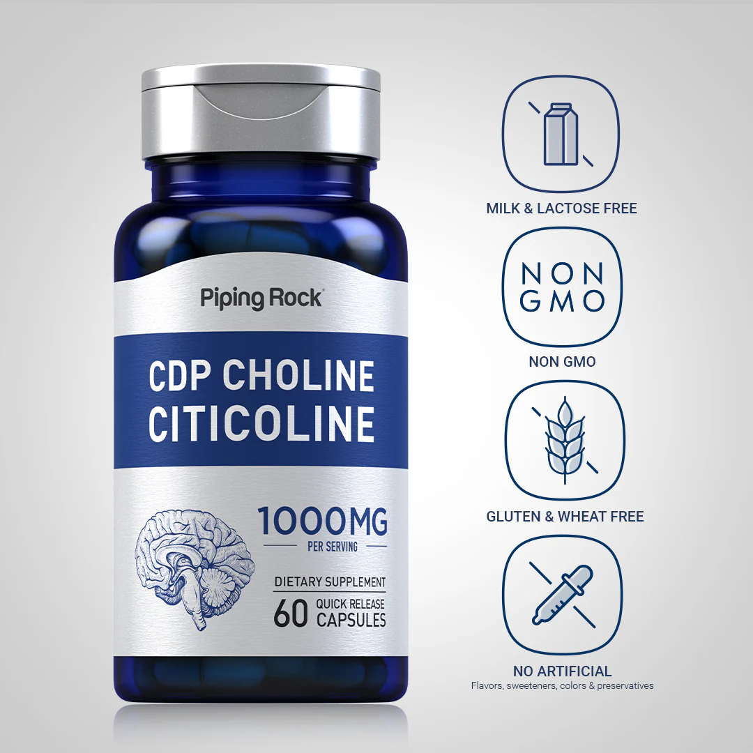 CDP Choline Citicoline, 1000 mg (per serving), 60 Quick Release Capsules, 2  Bottles - Image 5
