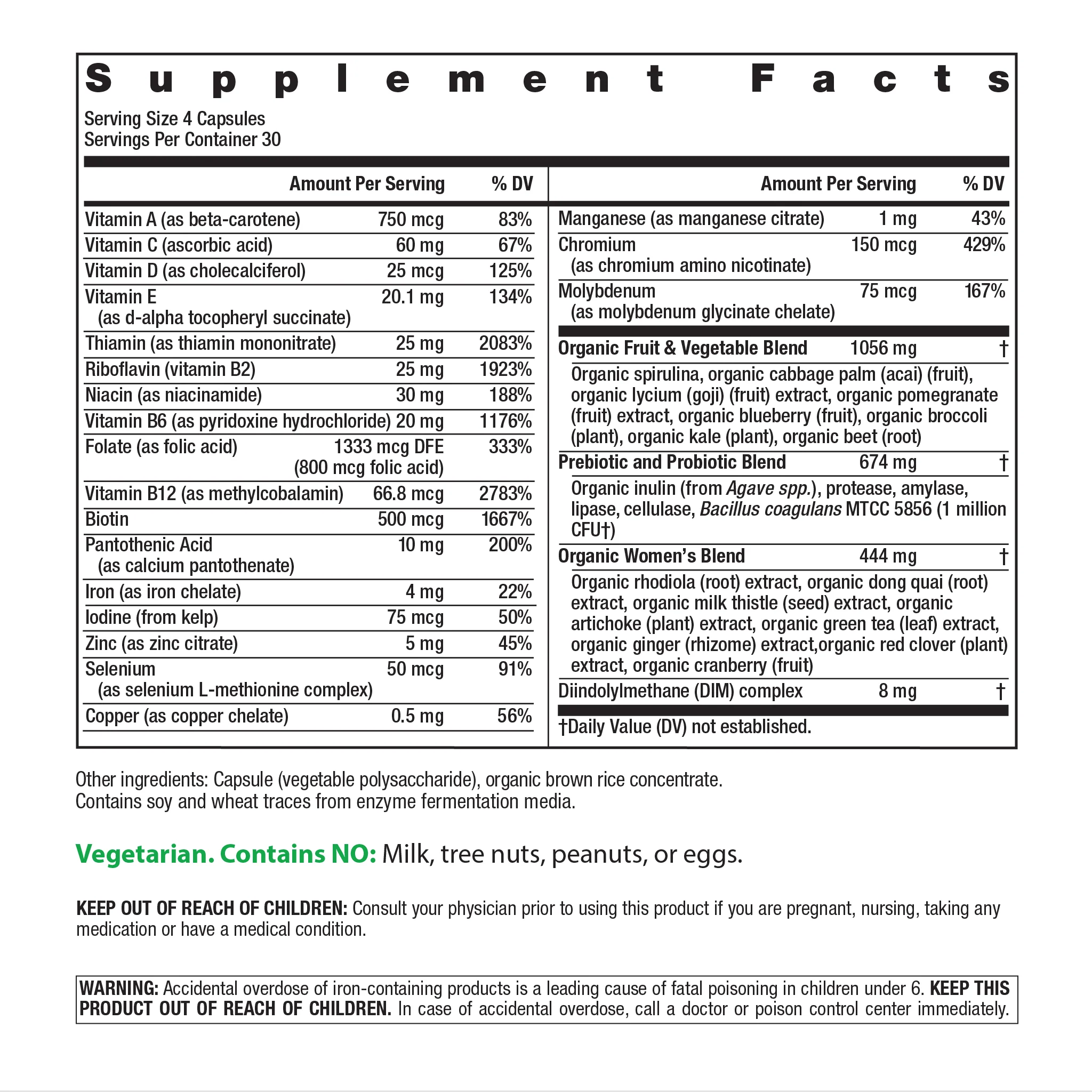 Certified Women's + Real Food Nutrients Multi, 120 Vegetarian Capsules - Image 3
