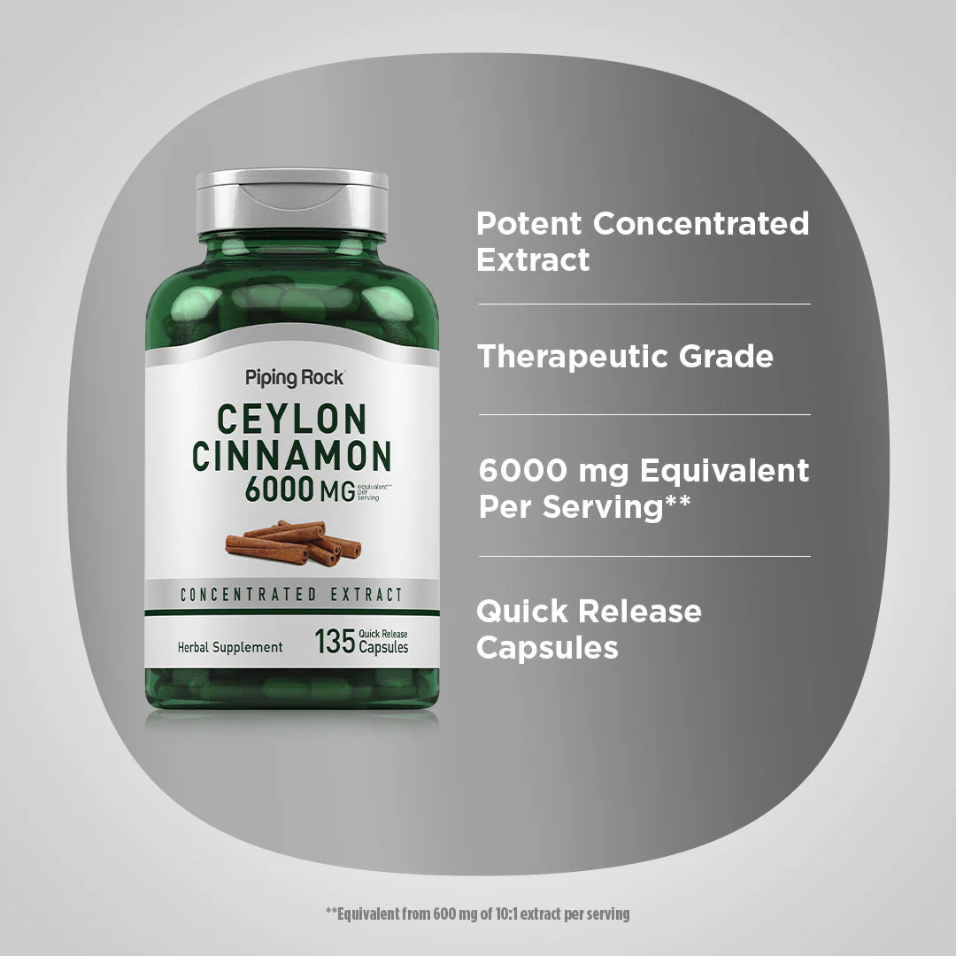 Ceylon Cinnamon, 6000 mg (per serving), 135 Quick Release Capsules - Image 4