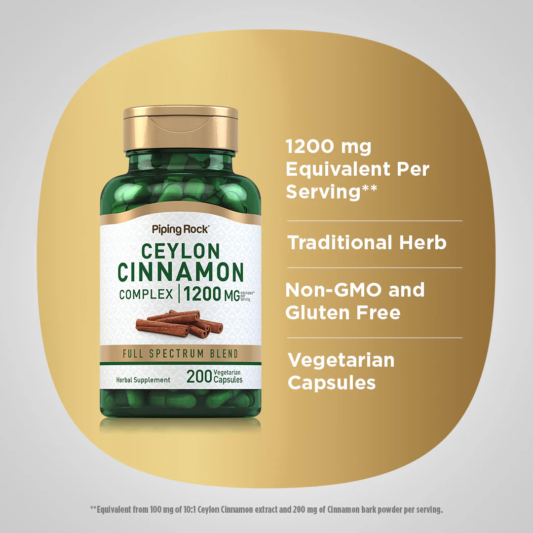 Ceylon Cinnamon Complex, 1200 mg (per serving), 200 Vegetarian Capsules - Image 4