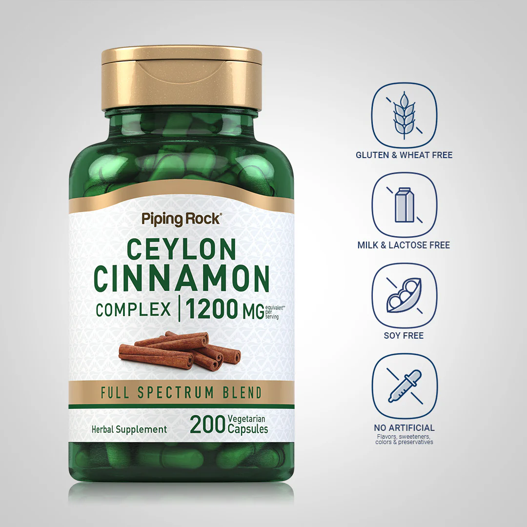 Ceylon Cinnamon Complex, 1200 mg (per serving), 200 Vegetarian Capsules, 2  Bottles - Image 5