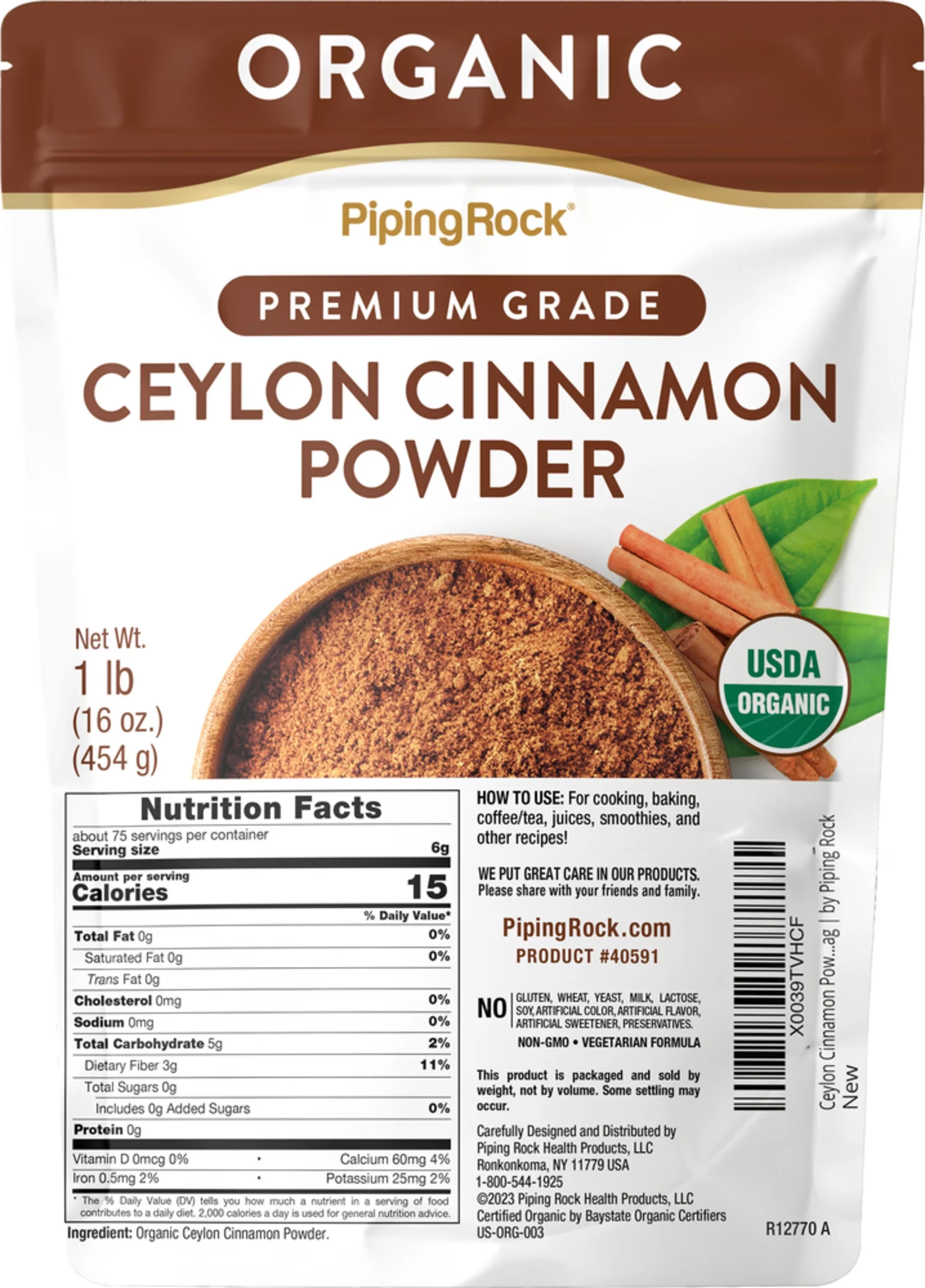 Ceylon Cinnamon Powder (Organic), 1 lb (454 g) Bag, 2  Bags - Image 7