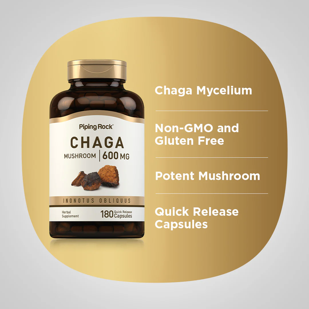 Chaga Mushroom, 600 mg, 180 Quick Release Capsules - Image 4