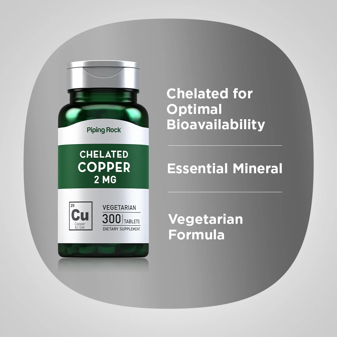 Chelated Copper (Amino Acid Chelate), 2 mg, 300 Tablets - Image 3