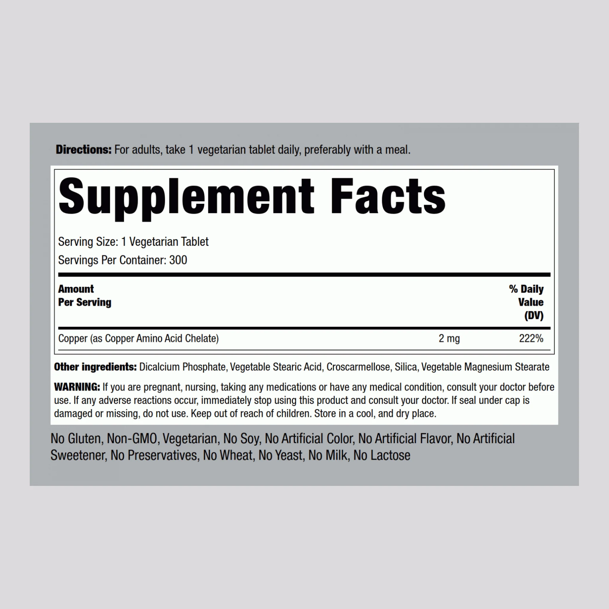 Chelated Copper (Amino Acid Chelate), 2 mg, 300 Tablets, 2  Bottles - Image 2