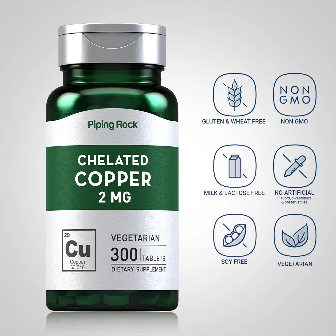 Chelated Copper (Amino Acid Chelate), 2 mg, 300 Tablets, 2  Bottles - Image 5
