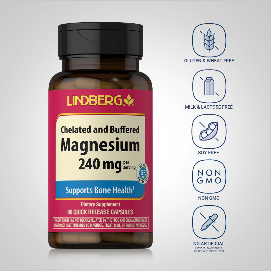 Chelated Magnesium, 240 mg (per serving), 60 Quick Release Capsules - Image 9