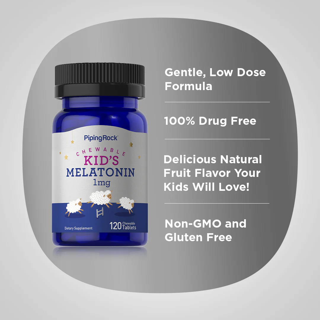 Chewable Kid's Melatonin, 1 mg, 120 Chewable Tablets - Image 4