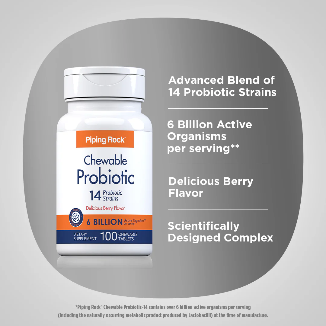 Chewable Probiotic 14 Strains 6 Billion Organisms (Berry), 100 Chewable Tablets - Image 4