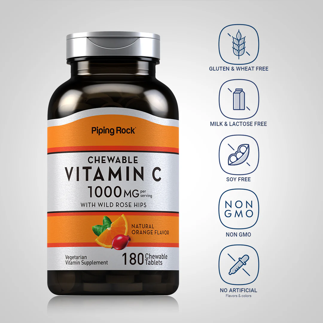 Chewable Vitamin C (Natural Orange), 1000 mg (per serving), 180 Chewable Tablets, 2  Bottles - Image 4