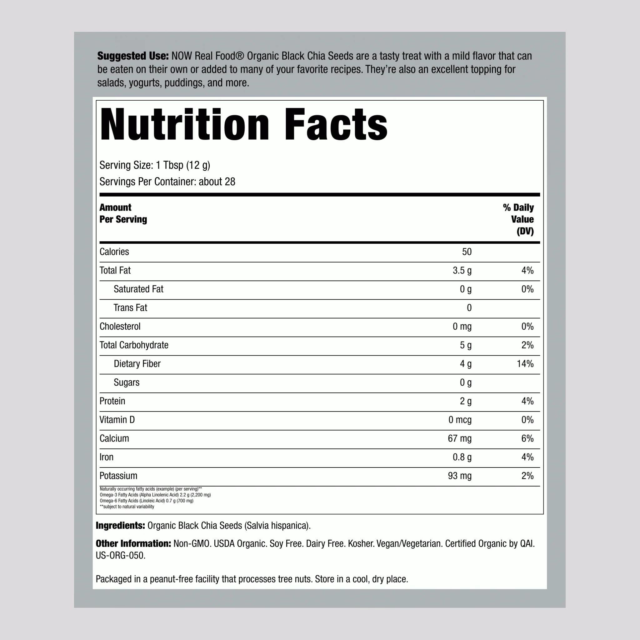 Chia Seeds Black (Organic), 12 oz (340 g) Bag - Image 2