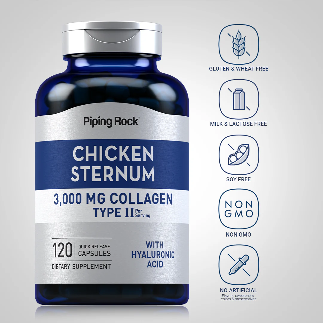 Chicken Sternum Collagen Type II, 3000 mg (per serving), 120 Quick Release Capsules - Image 5