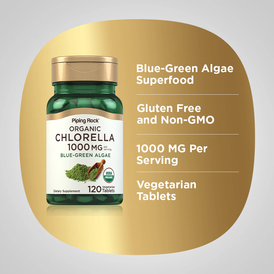 Chlorella (Organic), 1000 mg (per serving), 120 Vegetarian Tablets - Image 3