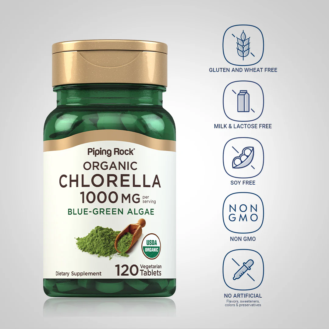 Chlorella (Organic), 1000 mg (per serving), 120 Vegetarian Tablets - Image 4