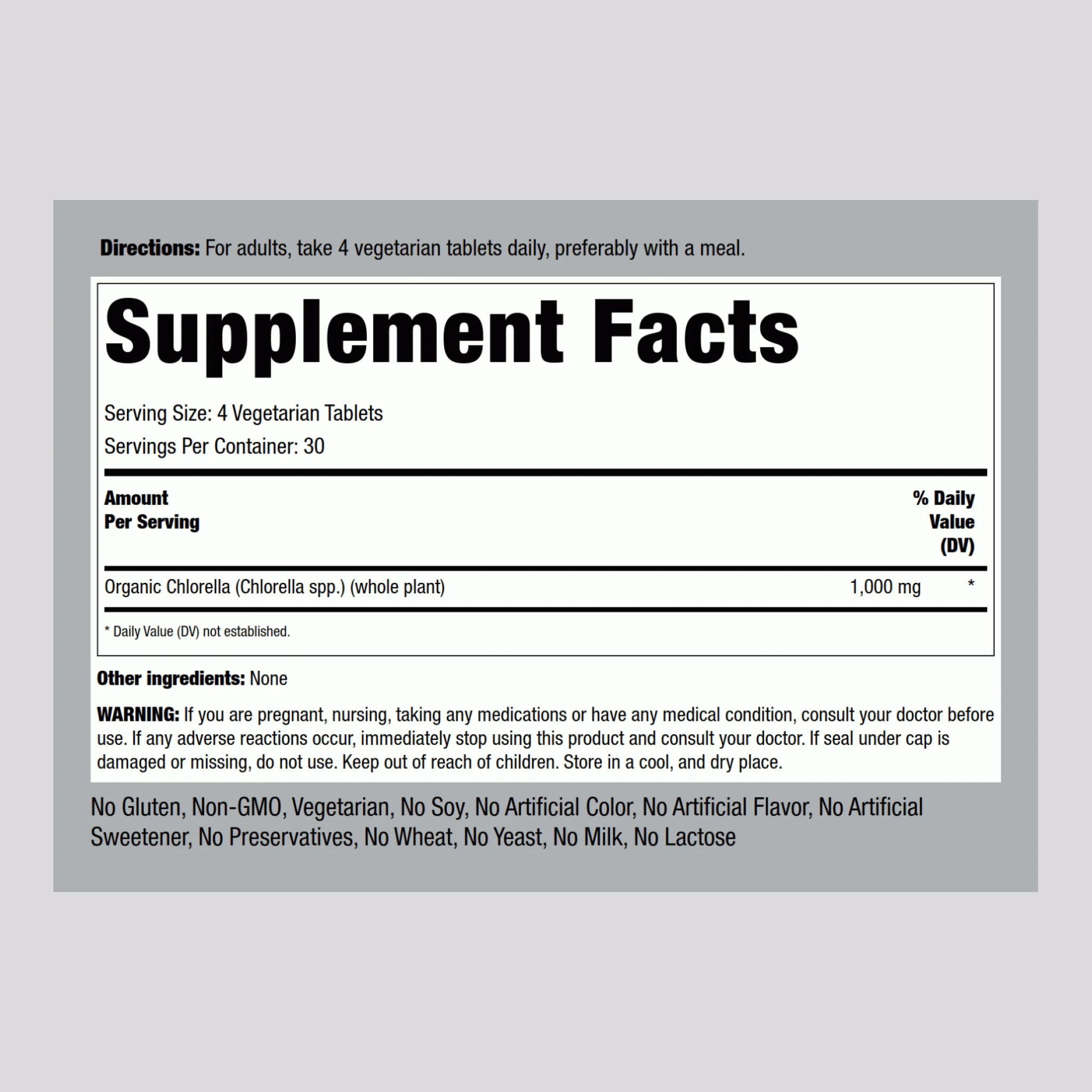 Chlorella (Organic), 1000 mg (per serving), 120 Vegetarian Tablets, 2  Bottles - Image 2