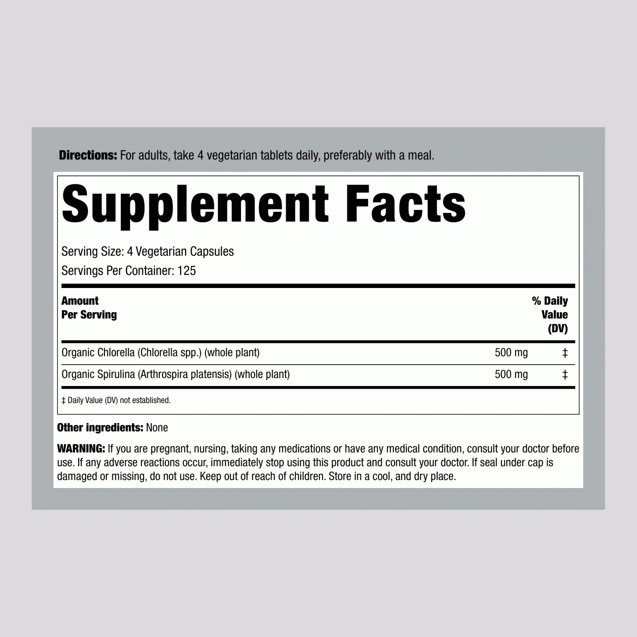 Chlorella Spirulina (Organic), 500 Tablets, 2  Bottles - Image 2