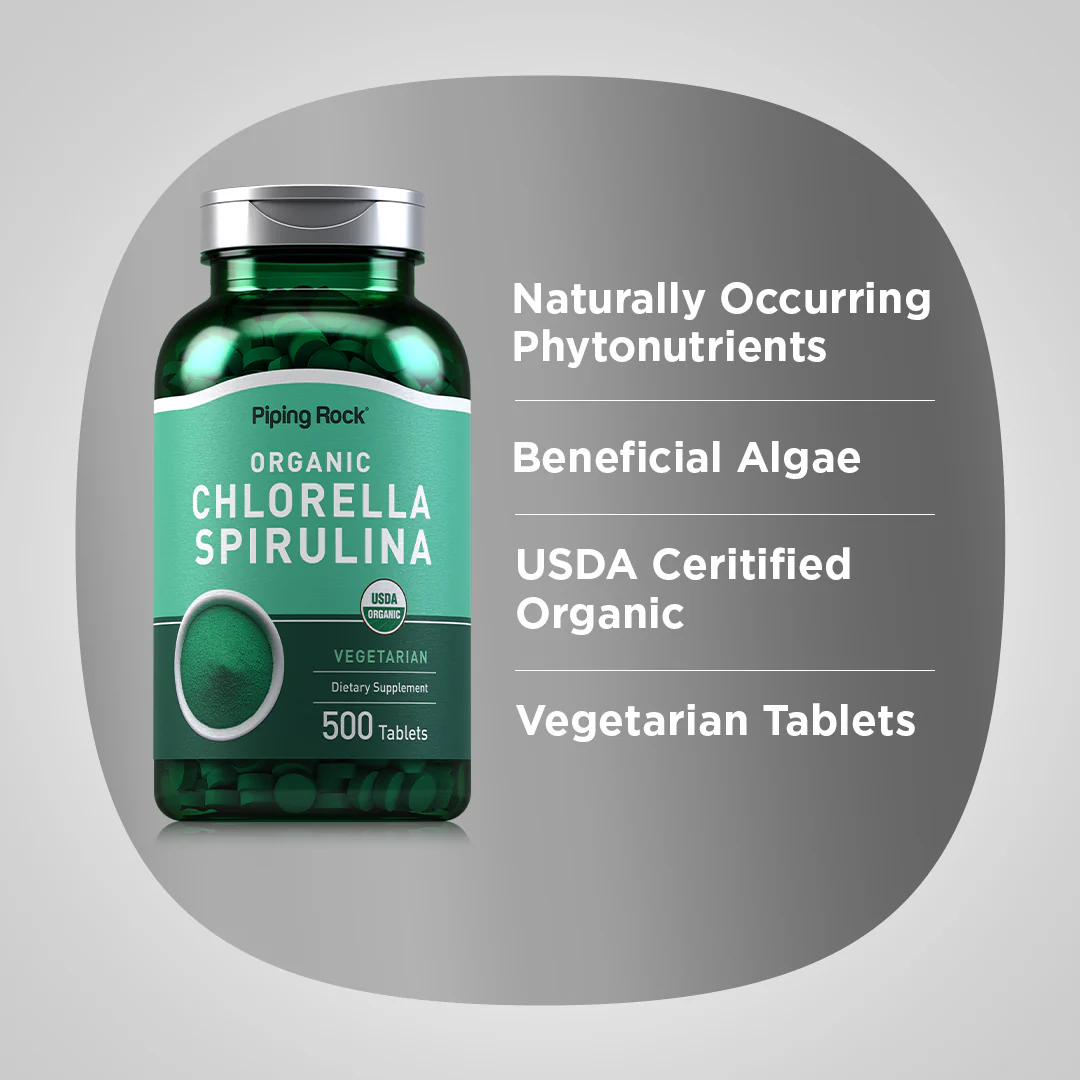 Chlorella Spirulina (Organic), 500 Tablets, 2  Bottles - Image 3