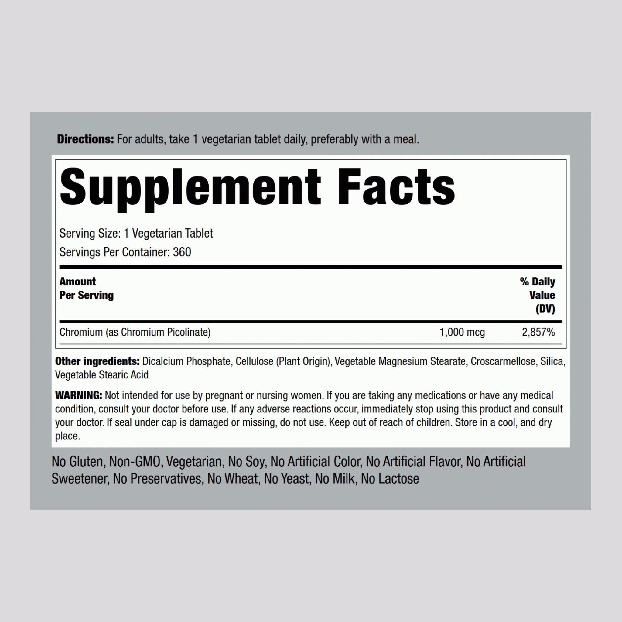 Chromium Picolinate, 1000 mcg, 360 Tablets, 2  Bottles - Image 2