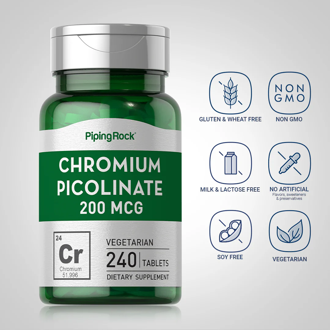 Chromium Picolinate, 200 mcg, 240 Tablets, 2  Bottles - Image 5