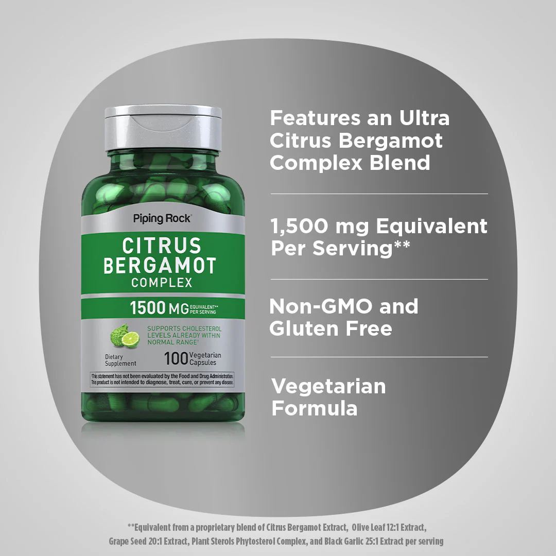 Citrus Bergamot Complex, 1500 mg (per serving), 100 Vegetarian Capsules, 2  Bottles - Image 3