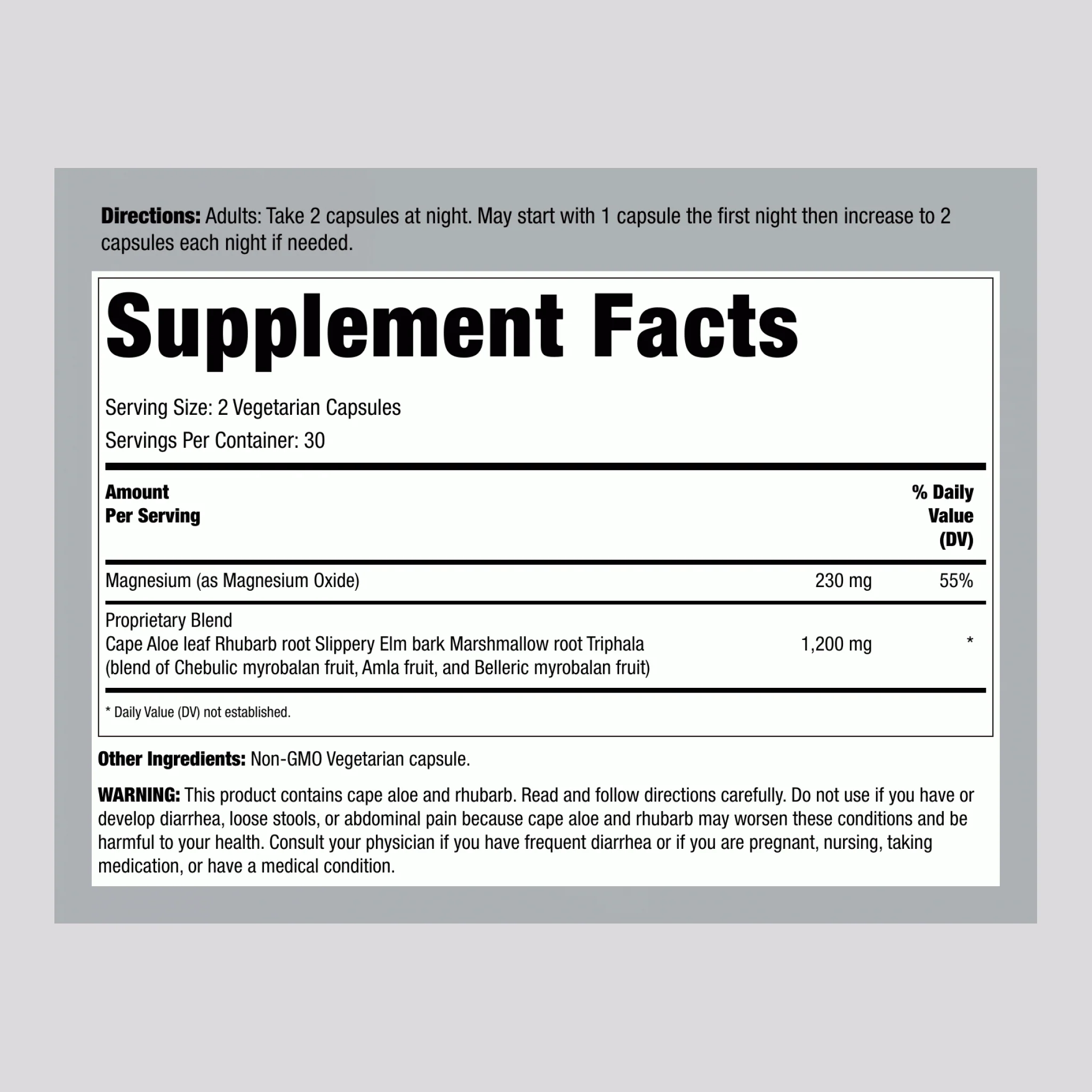 Cleanse Overnight Herbal & Mineral Formula, 60 Vegetarian Capsules - Image 2