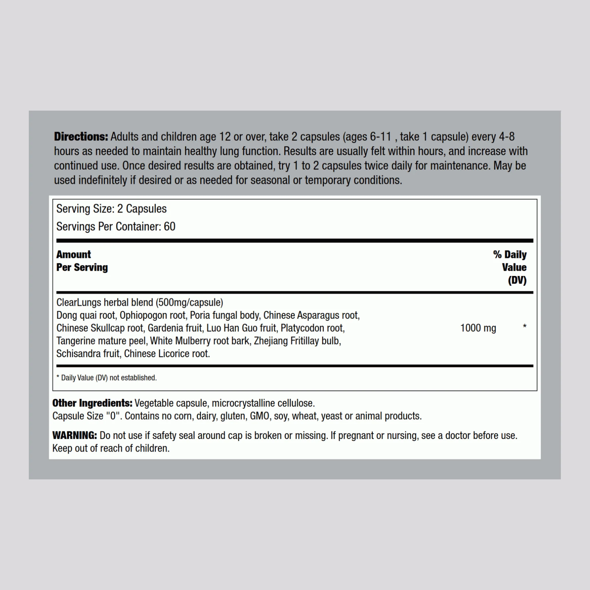 Clear Lungs, 120 Capsules - Image 2