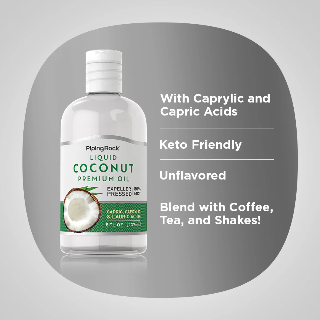 Coconut Premium Oil Liquid, 8 oz (237 mL) Bottle - Image 3