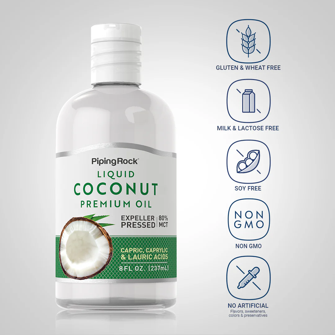 Coconut Premium Oil Liquid, 8 oz (237 mL) Bottle - Image 4