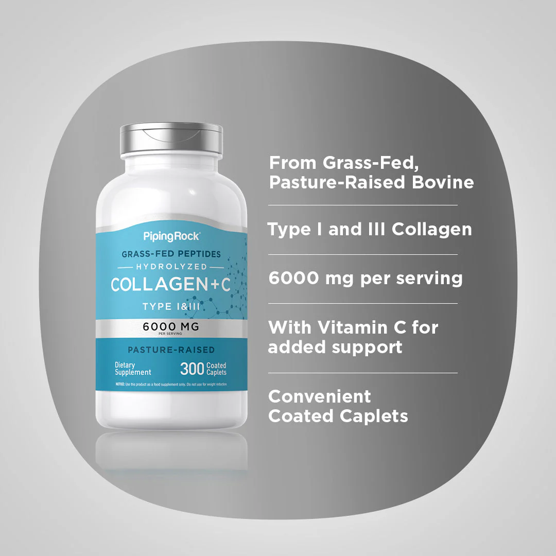 Collagen Type I & III, 6000 mg (per serving), 300 Coated Caplets, 2  Bottles - Image 4