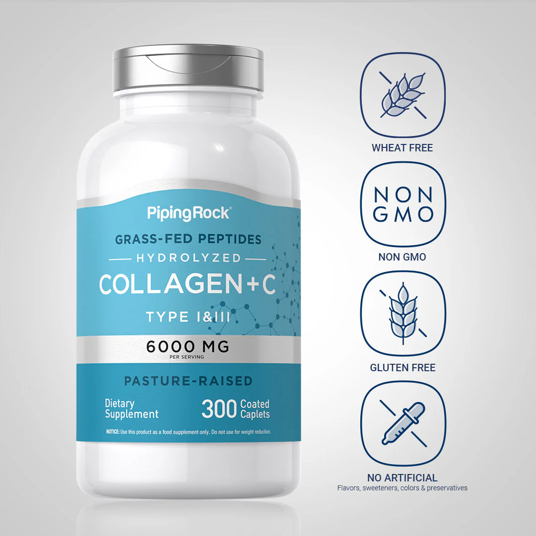 Collagen Type I & III, 6000 mg (per serving), 300 Coated Caplets, 2  Bottles - Image 5
