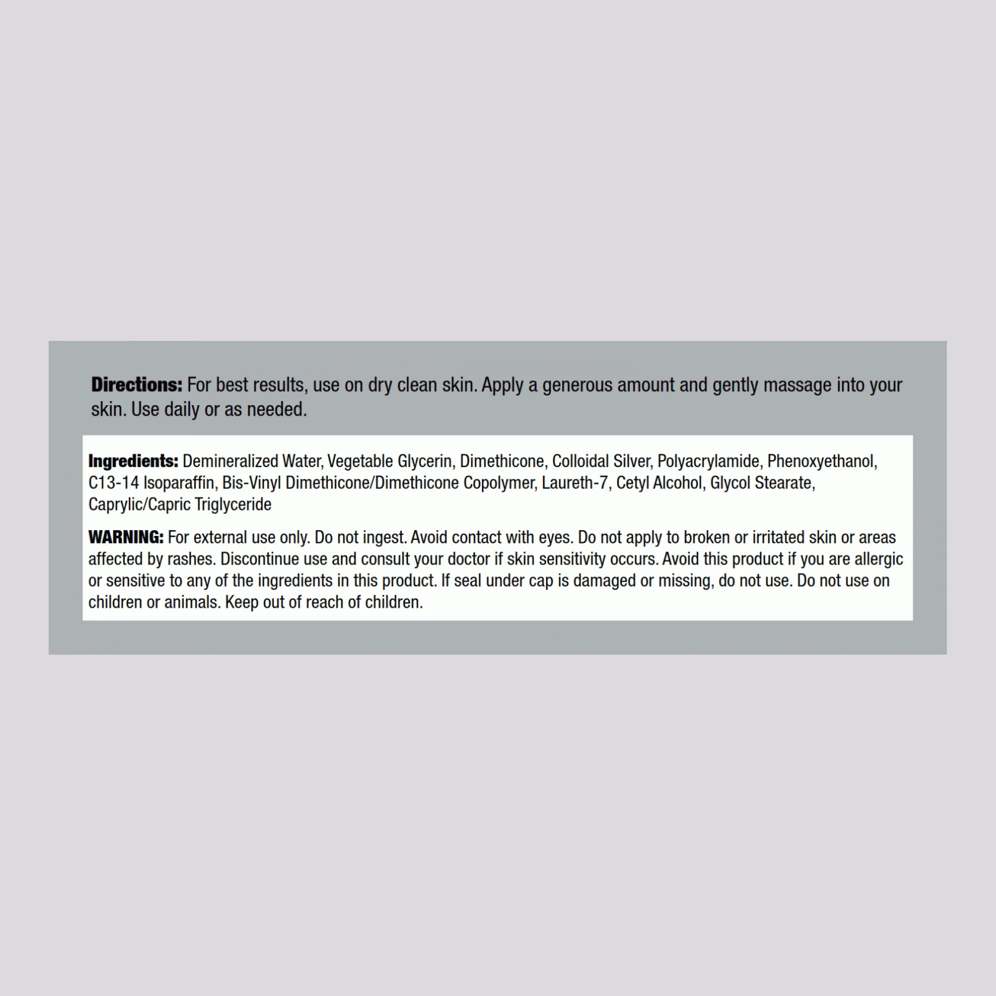 Colloidal Silver Gel Cream, 4 oz Jar - Image 2