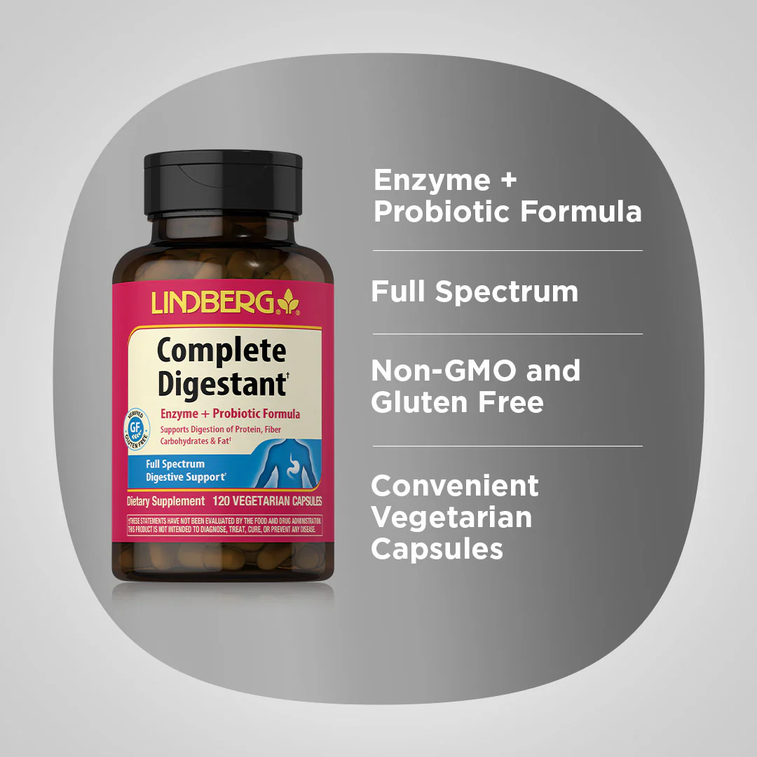 Complete Digestant Multi Enzyme + Probiotic, 120 Vegetarian Capsules, 2  Bottles - Image 3