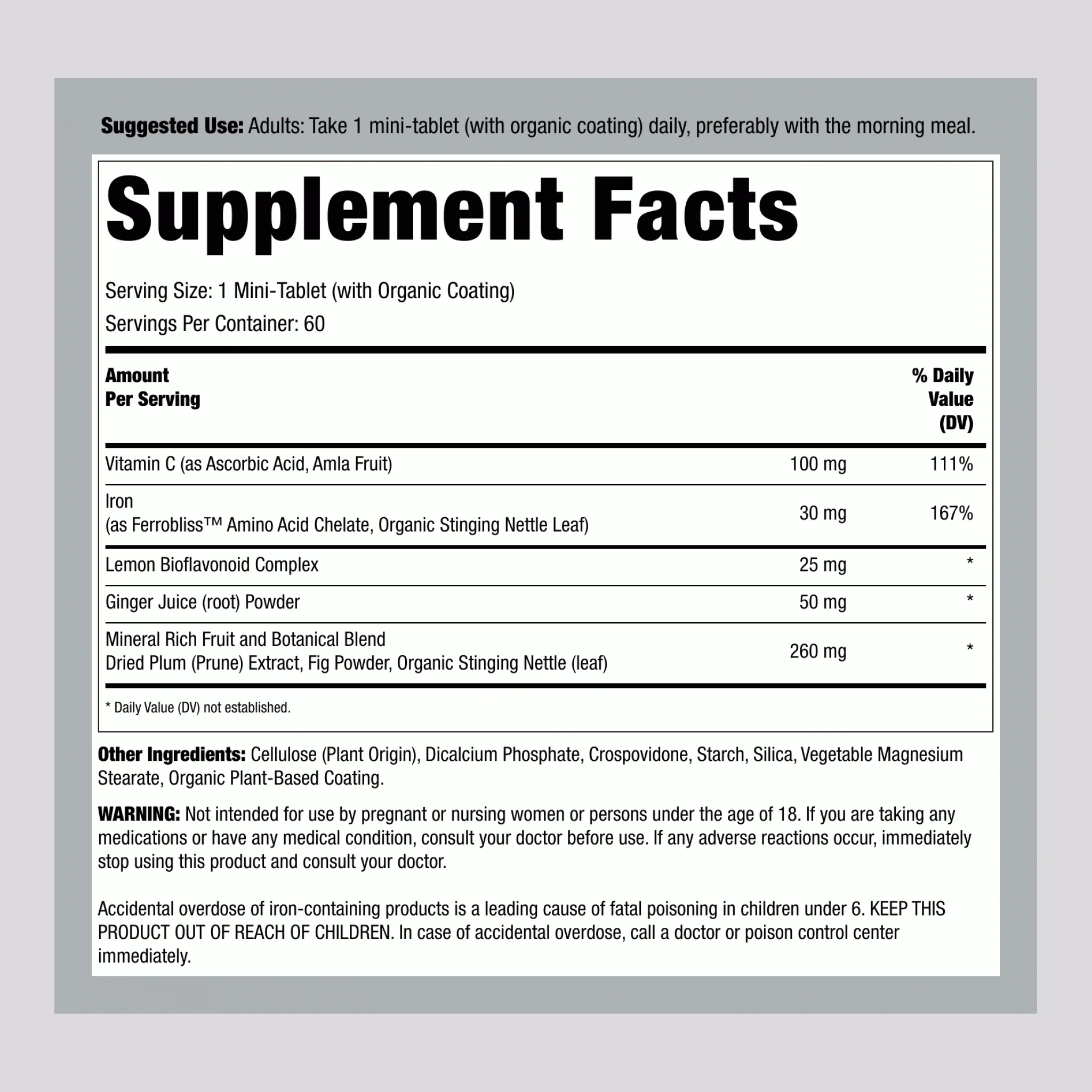 Complete Iron Mini-Tablets + Real Food Nutrients, 60 Vegan Mini-Tablets - Image 2